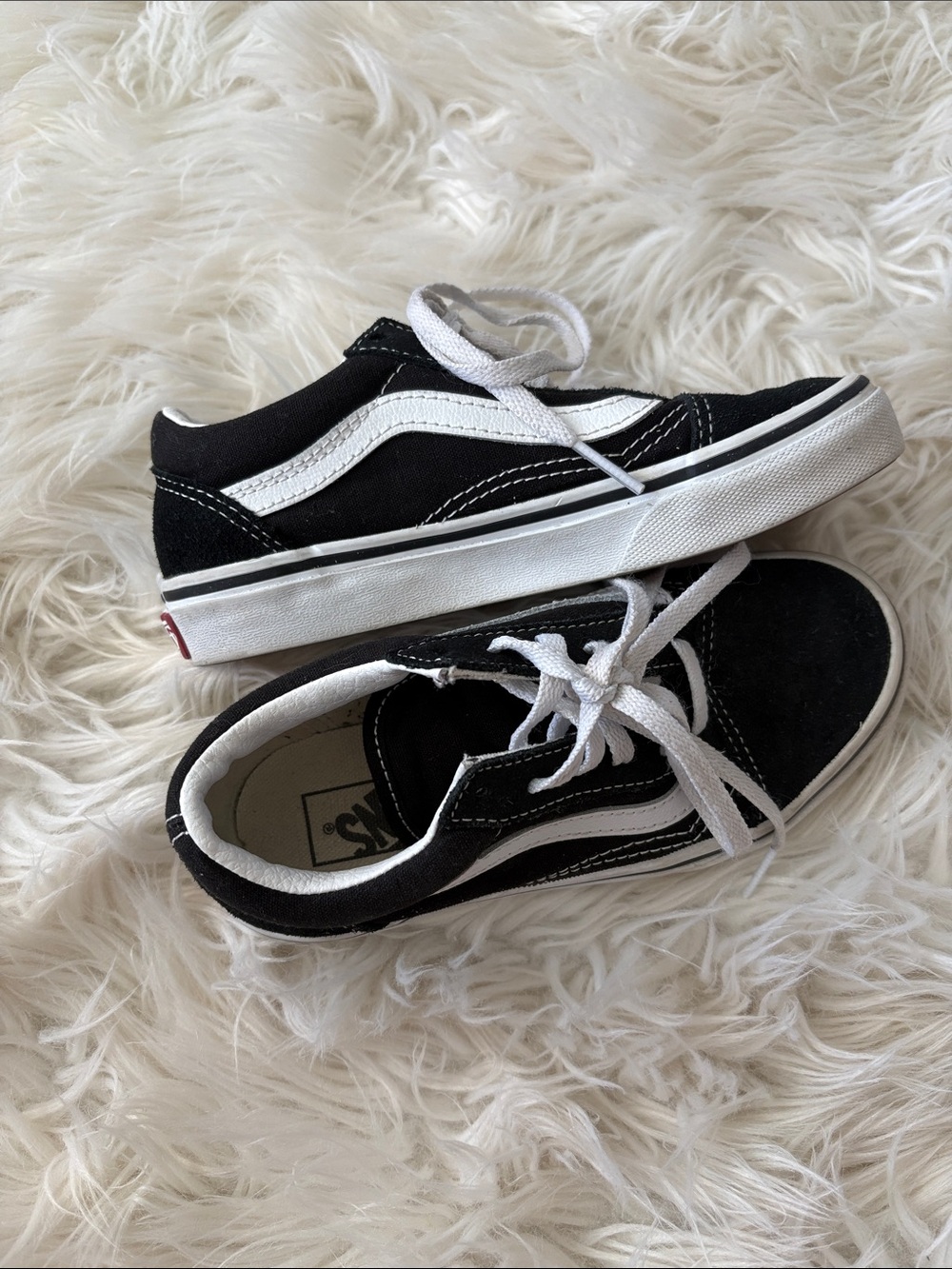 Vans Kids Black and White Old Skool Slip-On Style Sneakers